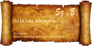 Sziklay Barbara névjegykártya